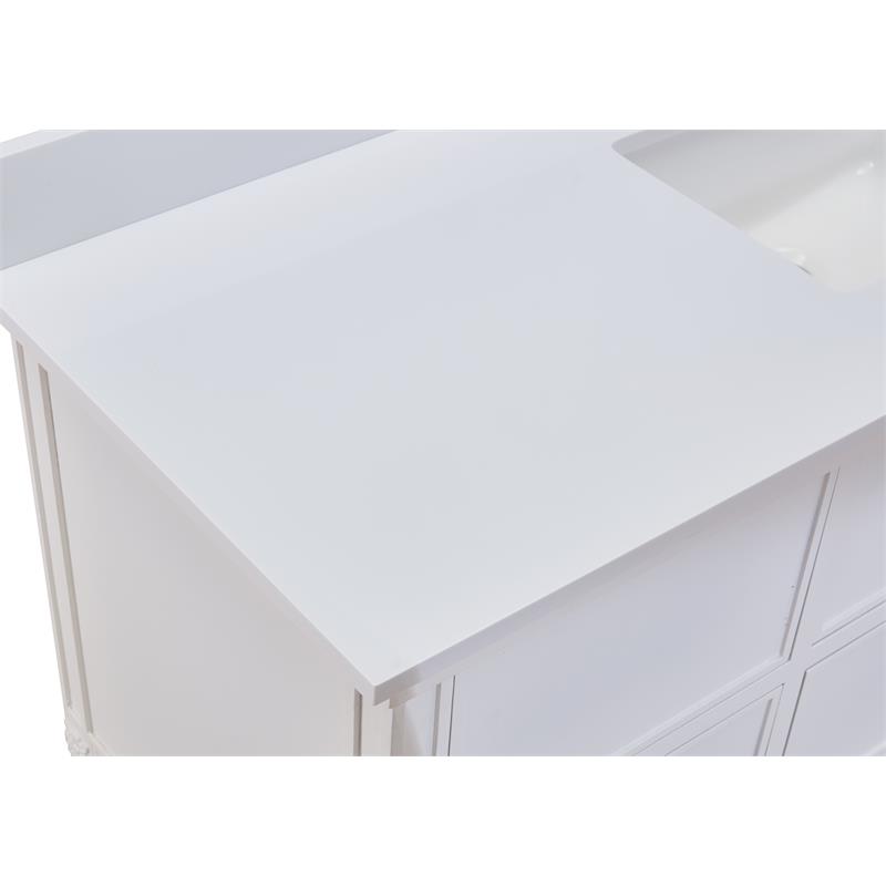 Pemberly Row 61 in.Composite Stone Vanity Top in Snowy White with White Basin