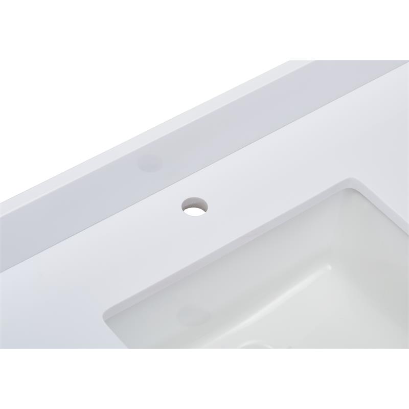 Pemberly Row 61 in.Composite Stone Vanity Top in Snowy White with White Basin