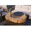 Pemberly Row Brown Aluminum Patio and Outdoor Round Firepit with Rain Cover