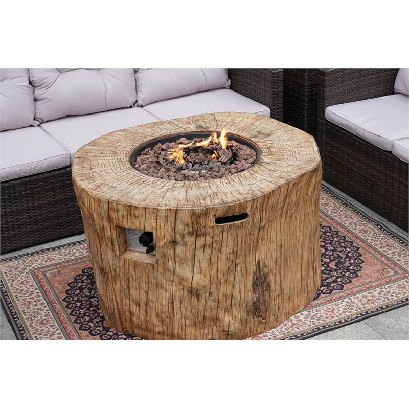 Pemberly Row Brown Aluminum Patio and Outdoor Round Firepit with Rain Cover