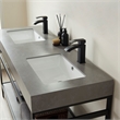 Pemberly Row Double Sink Bathroom Vanity - Matte Black Frame Gray Top