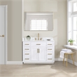 Pemberly Row Wood Vanity - White with Grain White Composite Stone Top