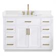 Pemberly Row Wood Vanity - White with Grain White Composite Stone Top