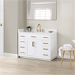 Pemberly Row Wood Vanity - White with Grain White Composite Stone Top