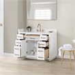 Pemberly Row Wood Vanity - White with Grain White Composite Stone Top