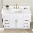 Pemberly Row Wood Vanity - White with Grain White Composite Stone Top