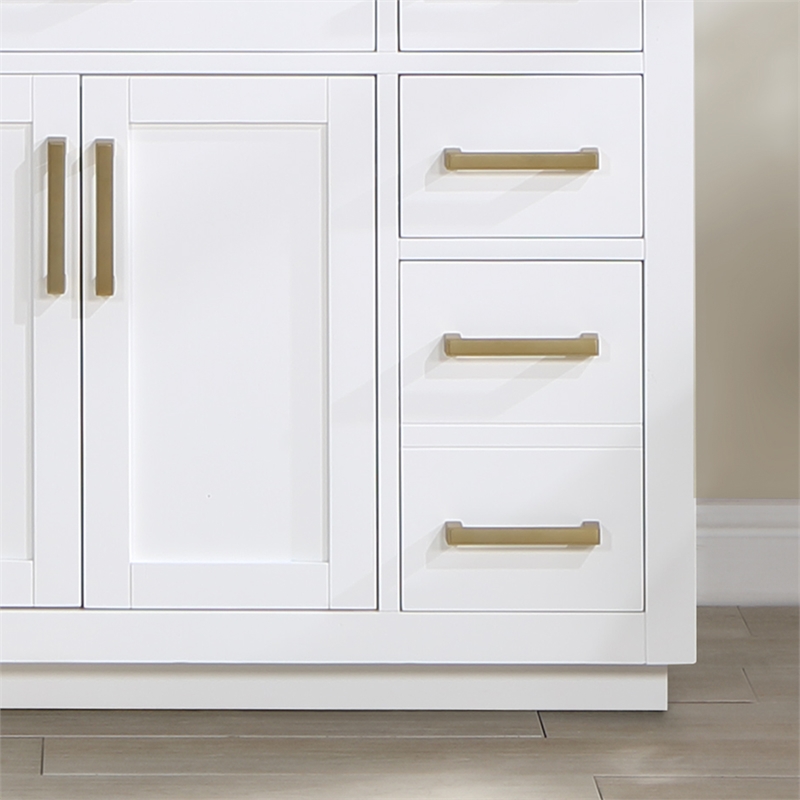 Pemberly Row Wood Vanity - White with Grain White Composite Stone Top