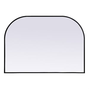 Pemberly Row 42x30&quot Arch Modern MDF Wood/Iron Mirror in Black