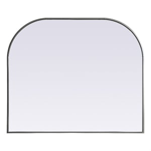 Pemberly Row 40x34&quot Arch Modern MDF Wood/Iron Mirror in Silver