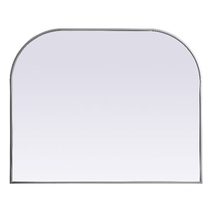 Pemberly Row 42x34&quot Arch Modern MDF Wood/Iron Mirror in Silver