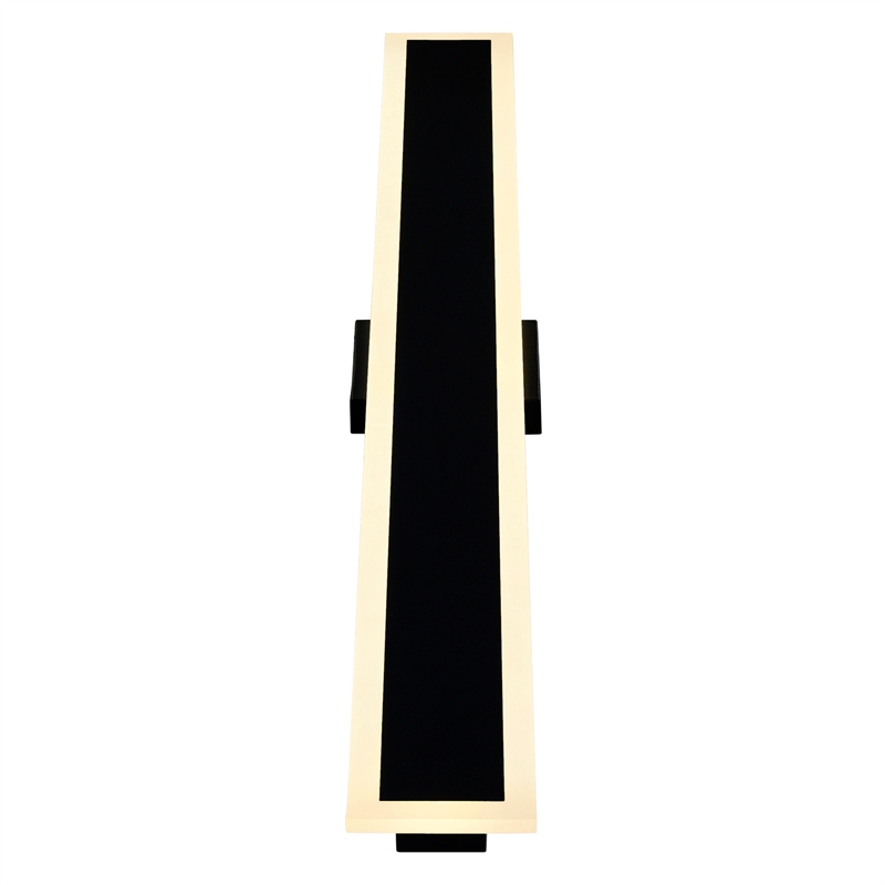 Pemberly Row Modern LED Integrated Black Metal Outdoor Wall Light