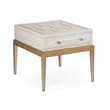 Pemberly Row Soft White Wooden End Table with Gold and Acrylic Accents
