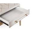 Pemberly Row Soft White Wooden End Table with Gold and Acrylic Accents