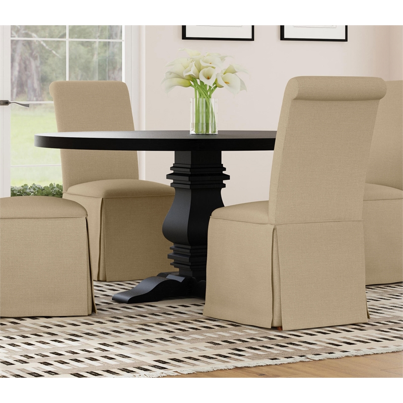 Pemberly Row Wood Round 60-inch Pedestal Base Dining Table Black