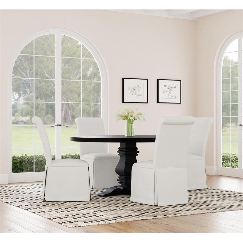 Pemberly Row Wood Round 60-inch Pedestal Base Dining Table Black