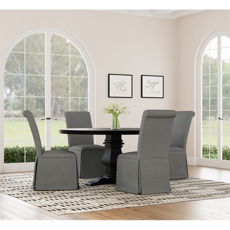 Pemberly Row Wood Round 60-inch Pedestal Base Dining Table Black