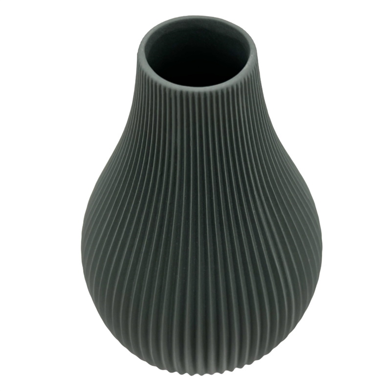 Pemberly Row Modern / Contemporary Onion Shape Ceramic Vase in Gray