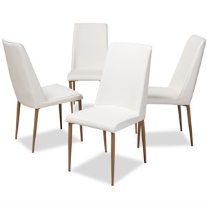 Pemberly Row Modern Faux Leather Dining Chair in White (Set of 4)