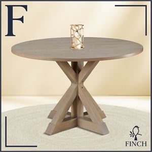 Pemberly Row Modern / Contemporary Round Dining Table Rustic Beige