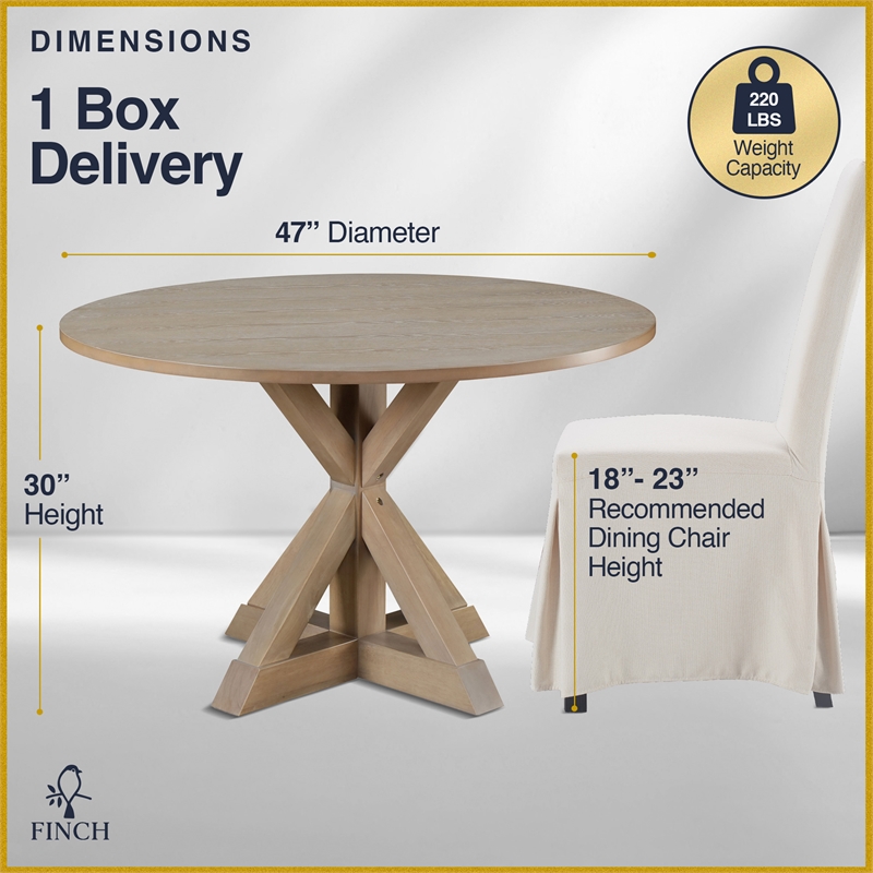 Pemberly Row Modern / Contemporary Round Dining Table Rustic Beige
