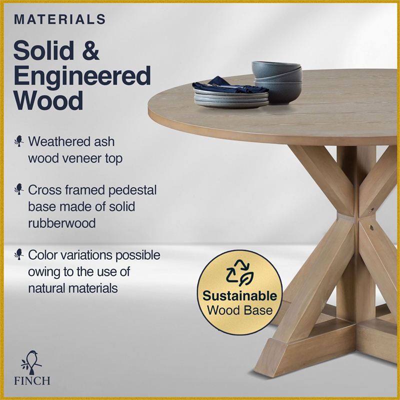 Pemberly Row Modern / Contemporary Round Dining Table Rustic Beige