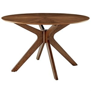 Pemberly Row Contemporary 47&quot Round Wood Dining Table in Walnut