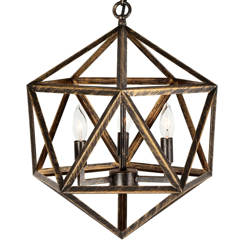 Pemberly Row 3 Light Up Farmhouse Metal Pendant in Antique Forged Copper