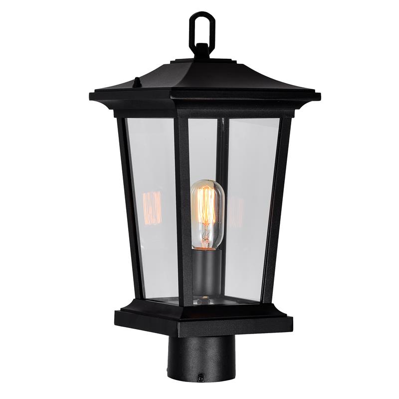 Pemberly Row 1 Light Farmhouse Metal Outdoor Lantern Head in Black