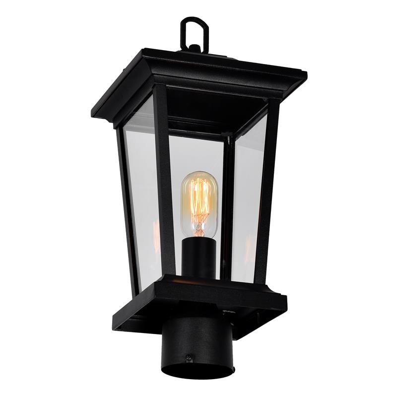 Pemberly Row 1 Light Farmhouse Metal Outdoor Lantern Head in Black