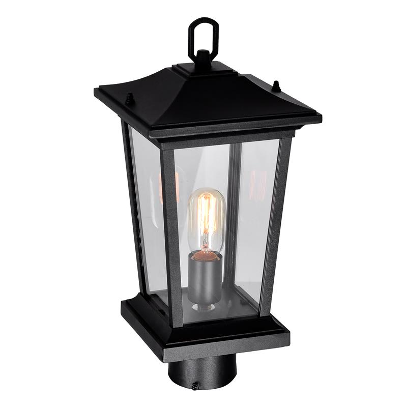 Pemberly Row 1 Light Farmhouse Metal Outdoor Lantern Head in Black