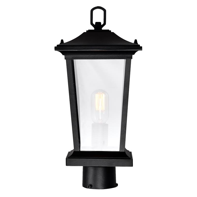 Pemberly Row 1 Light Farmhouse Metal Outdoor Lantern Head in Black