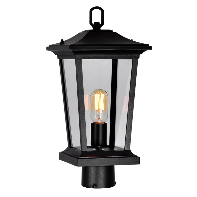 Pemberly Row 1 Light Farmhouse Metal Outdoor Lantern Head in Black