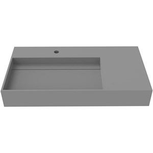 Pemberly Row 36&quot Solid Surface Left Basin Bathroom Sink in Gray