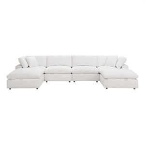 Pemberly Row 6-Piece Fabric Down Filled Sectional Sofa in Pure White