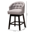 Pemberly Row Gray Fabric and Brown Wood 2-Piece Swivel Counter Stool Set