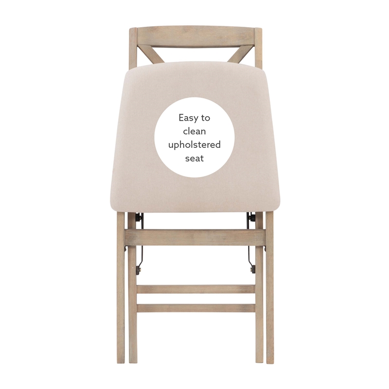 Pemberley Row Rubber Wood Gray Folding Chair Set Rectangular Padded Seat Fully Assembled