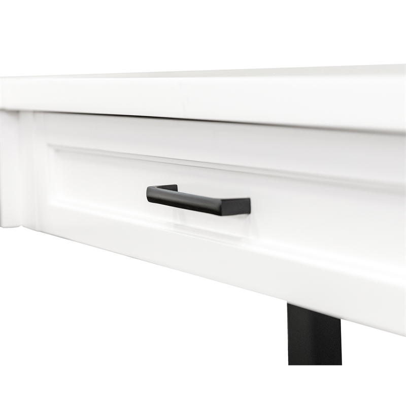 Pemberly Row Modern Electric Sit/Stand L-Desk and Return Height Wood Desk White