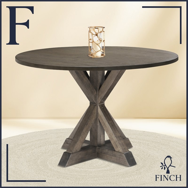 Pemberly Row Modern / Contemporary Round Dining Table Rustic Brown