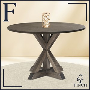 Pemberly Row Modern / Contemporary Round Dining Table Rustic Brown