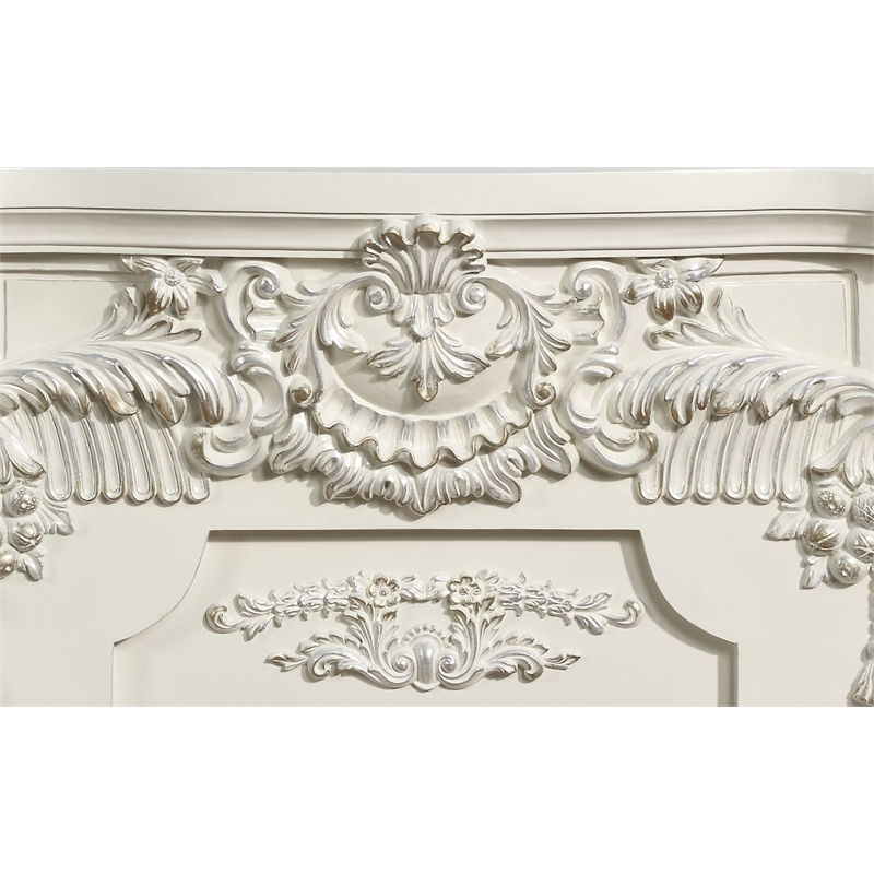 Pemberly Row Modern Wooden LED Electric Fireplace in Antique White