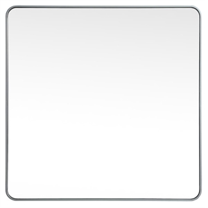 Pemberly Row 42x42&quot Soft Corner Square Metal Mirror in Silver