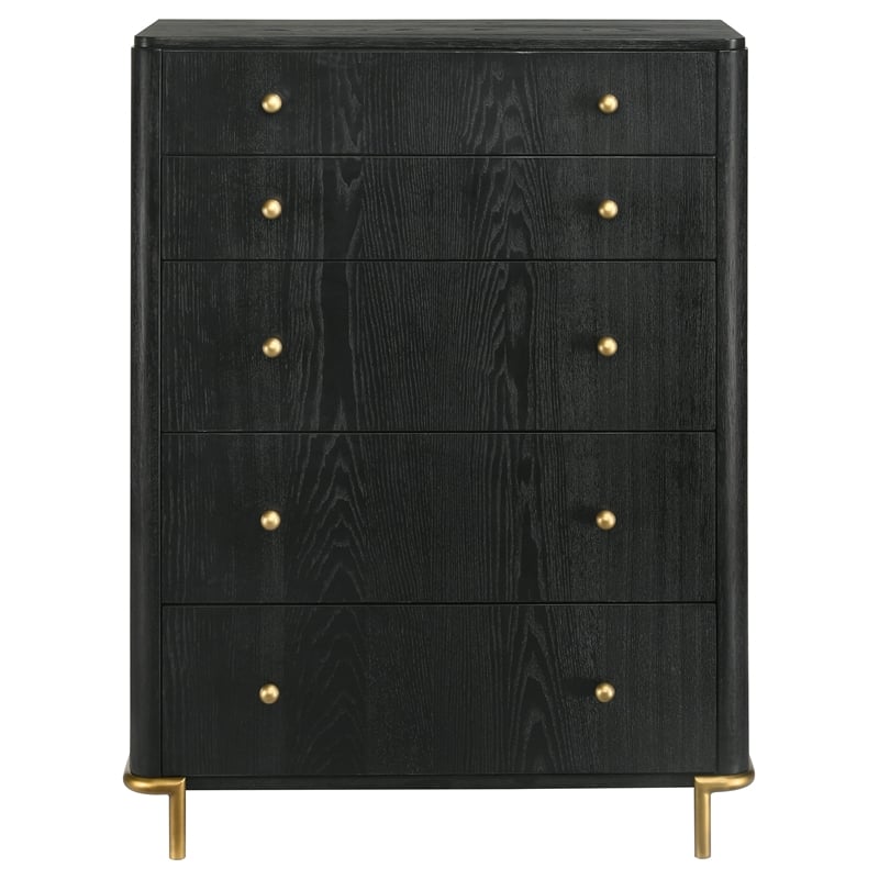 Pemberly Row 5-drawer Wood Rectangular Bedroom Chest in Black