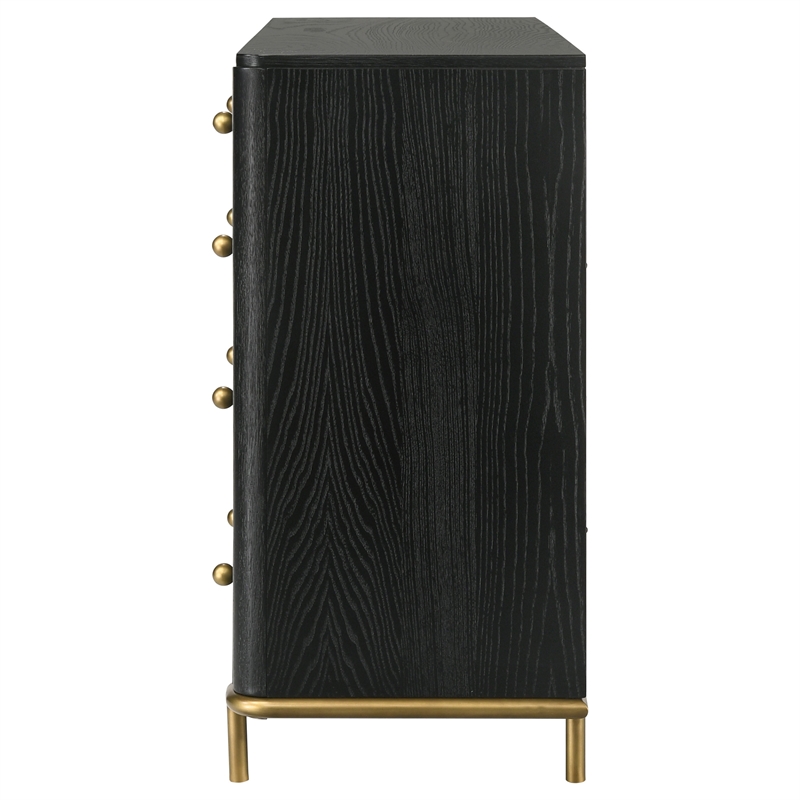 Pemberly Row Coastal 8-drawer Wood Bedroom Dresser in Black Finish