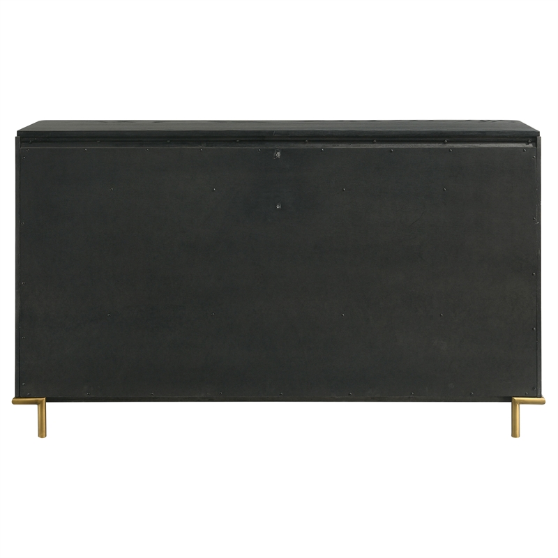 Pemberly Row Coastal 8-drawer Wood Bedroom Dresser in Black Finish