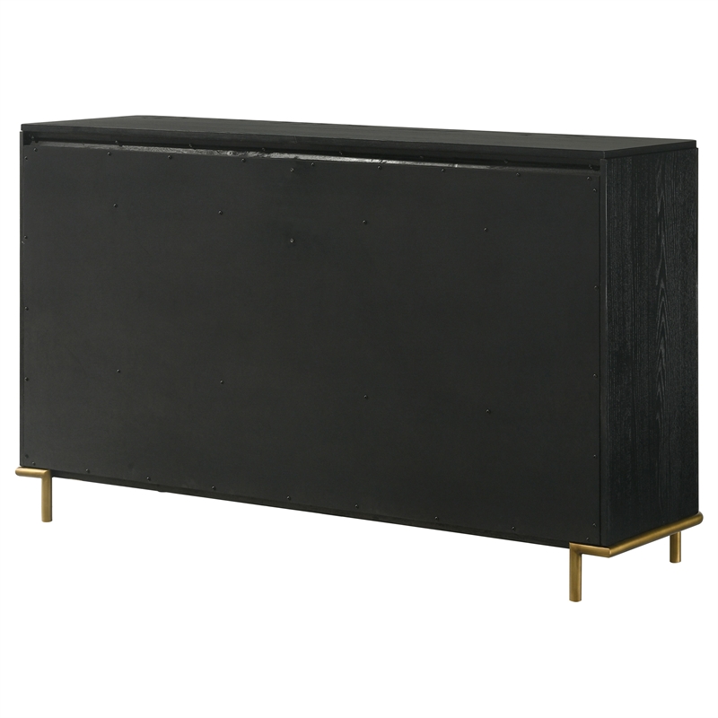Pemberly Row Coastal 8-drawer Wood Bedroom Dresser in Black Finish