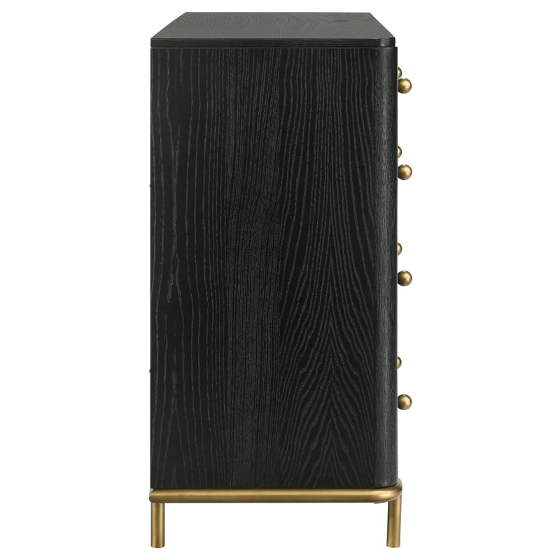 Pemberly Row Coastal 8-drawer Wood Bedroom Dresser in Black Finish