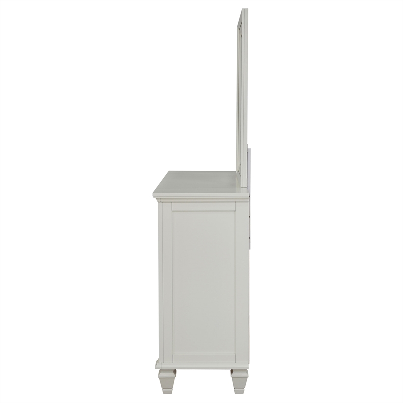 Pemberly Row Modern 11-drawer Wood Dresser with Mirror Cream White