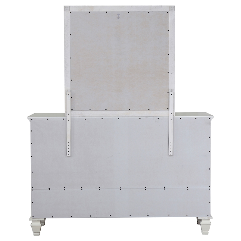Pemberly Row Modern 11-drawer Wood Dresser with Mirror Cream White