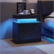 Pemberly Row Nightstands with 2 Drawers LED Bedside Table Cabinet - Black Gold