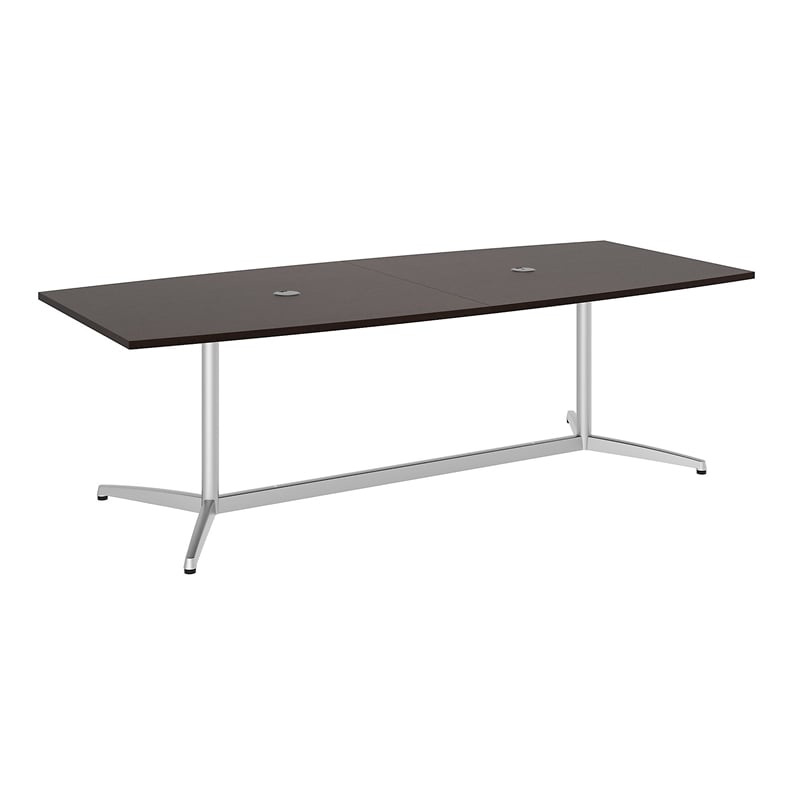 Pemberly Row Boat Shaped Conference Table with Metal Base in Cherry